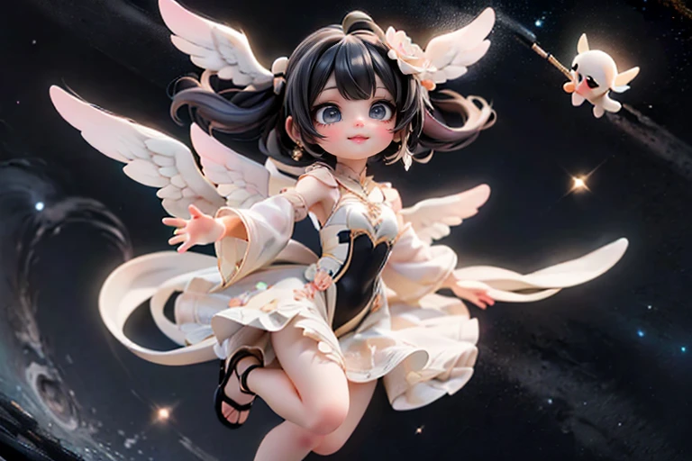 ((smile))、((Cleavage completely exposed))、(((nsfw:1.25))),,(((very small child:1.44))), (very short hair),(full body, (And who such a loli: 1.3), (NSF), full body, (1 girl, solo, kawaii, anime: 1.25), (loli, small, tiny, masterpiece, angel, angel wings, simple halo: 1.23), (sea color hair waves, long hair, blue eyes, twinkling eyes: 1.18), (shiny skin, shiny hair, small breasts, blue sky: 1.18763), (magical girl costume, bare shoulders, white swimsuit, micro skirt, frills, flying: 1.15763 ), (blush, smile, colorful clothes, pastel colors: 1.1225), (pink clouds, blue sky), (goldfish, shimmer), (dynamic angle, cinematic lighting, depth of field: 1.08), fantasy, happiness, single focus, simple background, (transparency: 0.85), BREAK.