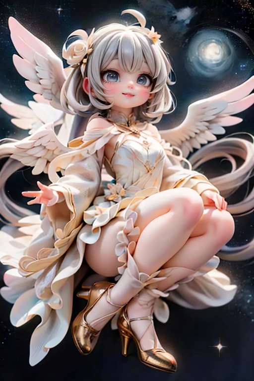 (highest quality, High resolution, Realistic:1.37),Very detailed, Beautiful details,Beautiful lip detail,Very detailed目と顔,Long eyelashes,One Girl,Portraiture,Sharp focus,Vibrant colors,Soft lighting,Fenrir Girls,Fantasy elements,Snow Scene,ice magic,Flowing hair,Heavenly beauty(((((whole body)))))(((((Princess Dress)))))cute 15yo cute whole body (((Cute pose)))(((((((child)))))))(((pretty girl)))flat chest shoesタイツ contrapposto、Smiling in a short dress
