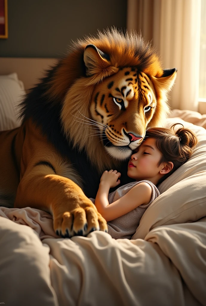 Big cat and in one bed