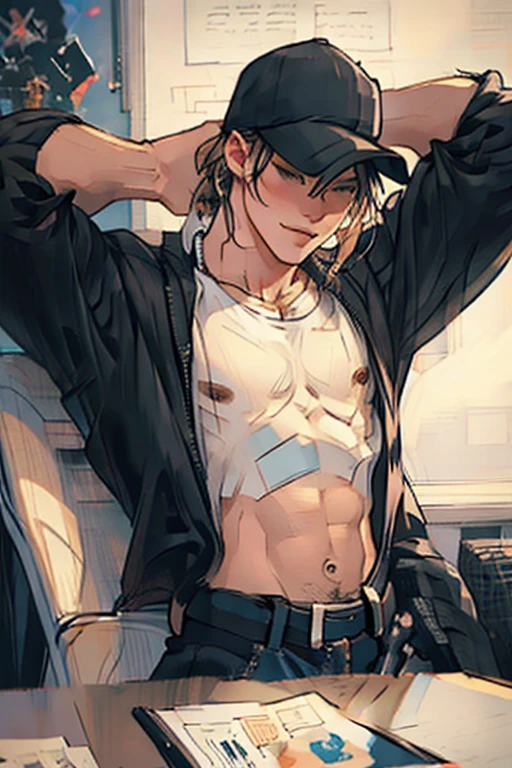 nsfw,(Petite),(boy),penis,blonde low twintails,lips,There is a gap in the chest area of the hoodie,Sweat,White Breath,slouch,