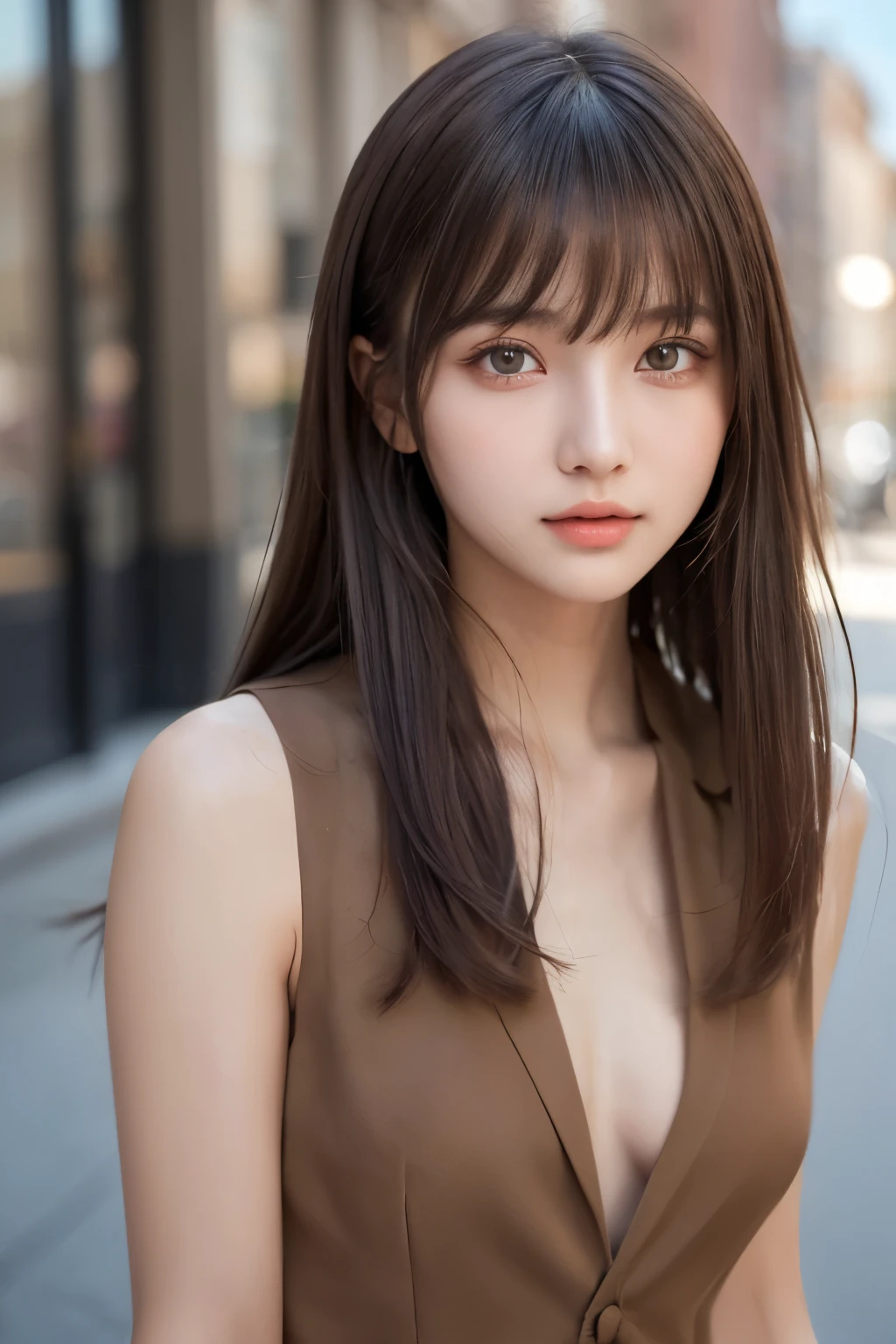 finely detail, hight resolution, hightquality、Perfect dynamic composition, Beautiful detailed eyes, Medium Hair,Natural Color Lip,Kamimei、Shibuya、20 years girl、1 persons、Transparent skin、Glowing hair、masutepiece, Best Quality, Illustration, Ultra-detailed, finely detail, hight resolution, 8K、The correct state of the human body、randome pose、Gravure Model Pose,Hair soaring in the wind、Underwear,length hair,Big Tits,gigantic cleavage breasts, Bold sexy poses,Colossal tits、up of face