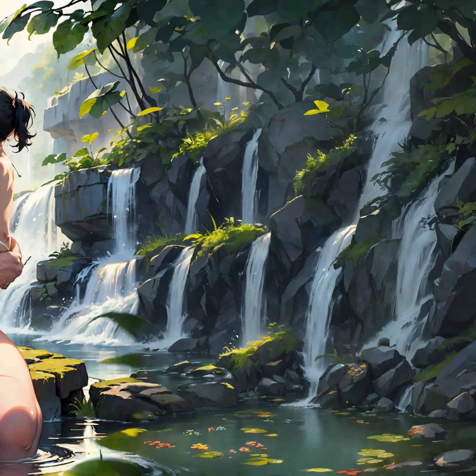 (no human),waterfall,Abstract,completing the stable spread of serenity and satisfaction,masterpiece, better
