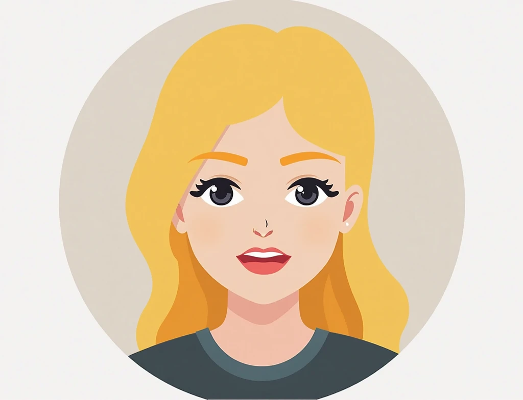 A flat icon of a woman with a blond hair, your personal data avatar ...