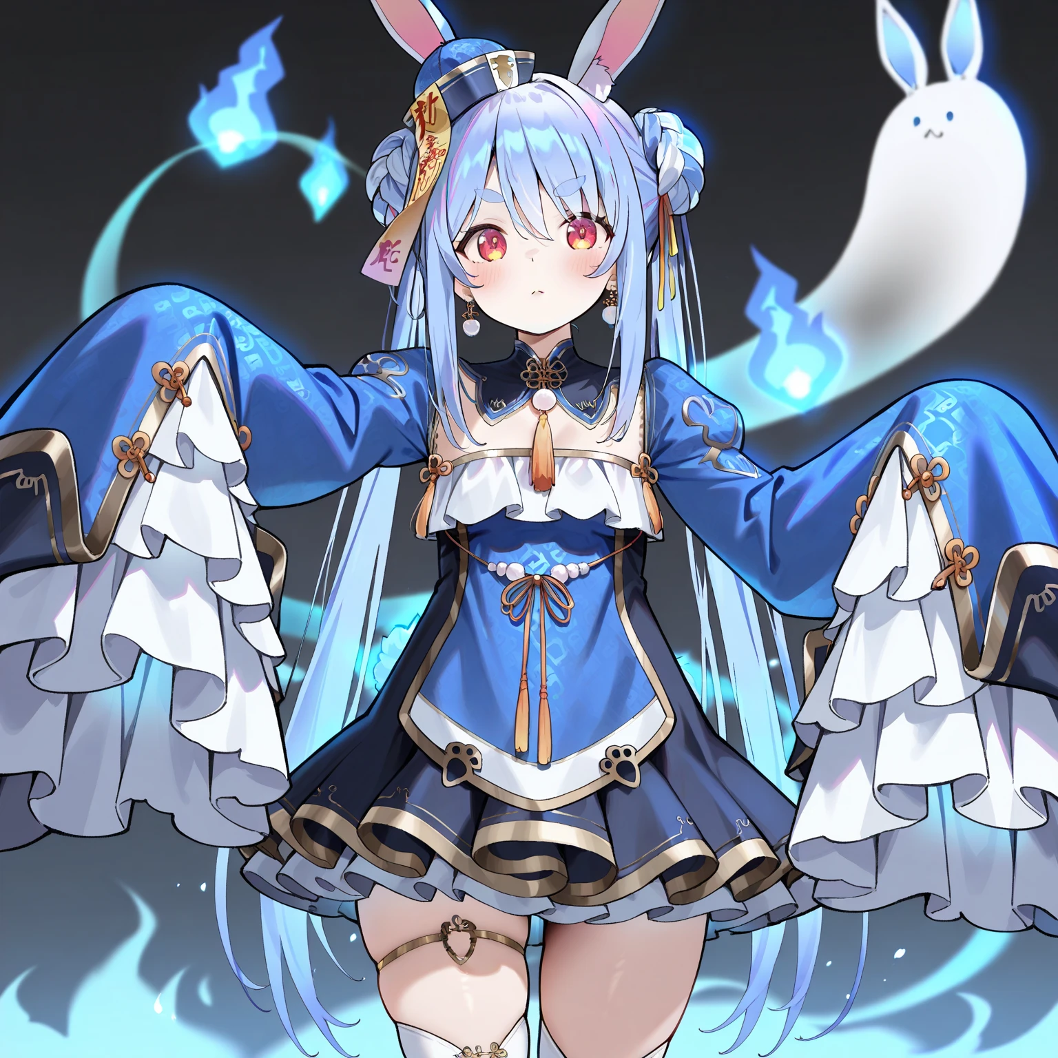 cute, twin tails, fantasy wonderland, 1 girl, Stinking eyes, Rabbit, dynamic angle, game CG