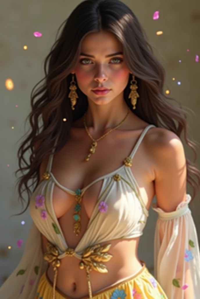 a woman with a butterfly headpiece and a necklace on her neck and chest,posing for a picture,Artgerm,highly detailed digital painting,a photorealistic painting,fantasy art,