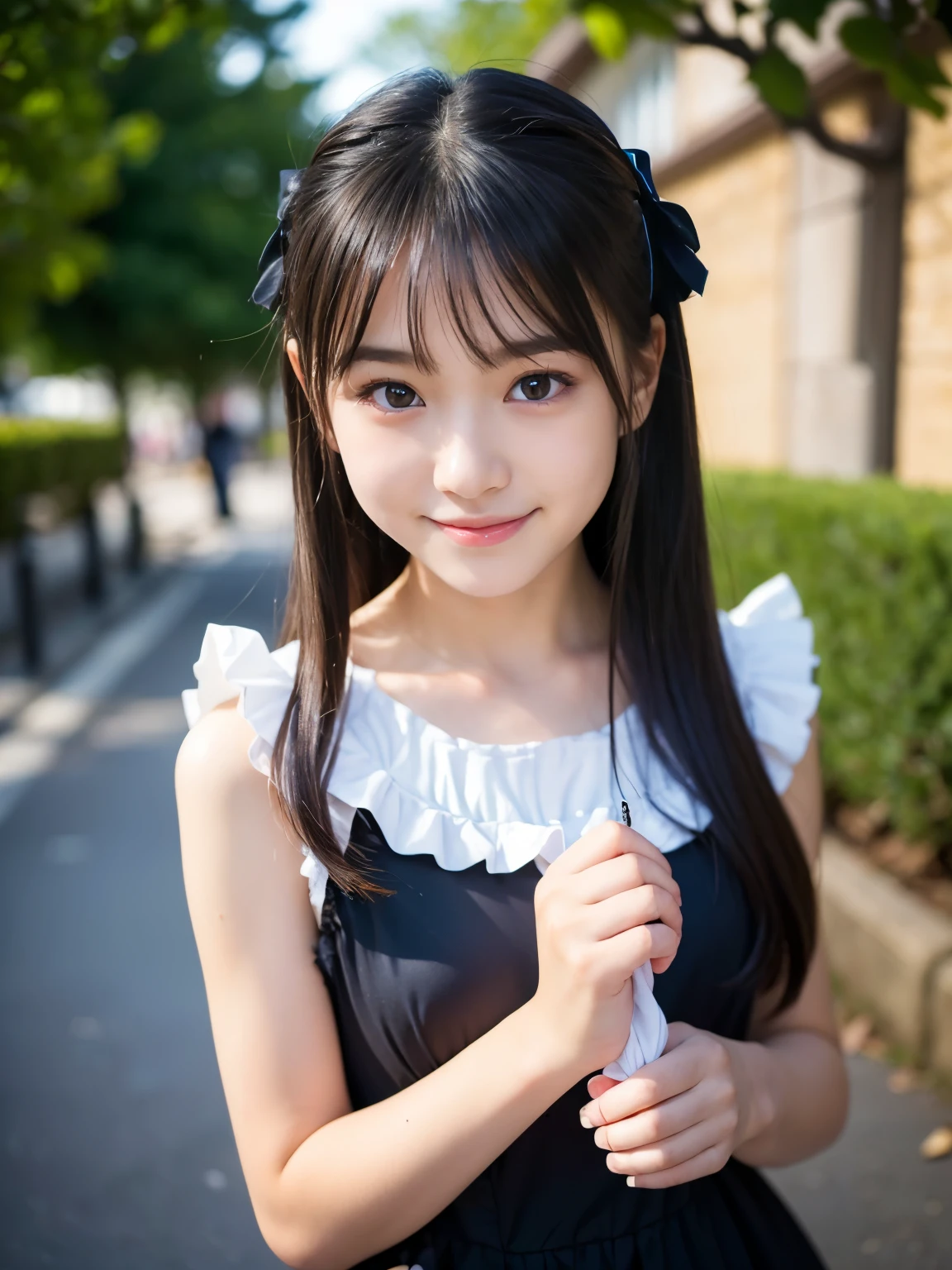 super highest quality、masterpiece、ultra high resolution、written boundary depth、(Photoreal:1.4)、(award winning photos、信じられないほどのmasterpiece:1.3) 、(perfect body shape)、detailed and complex、Digital single-lens reflex camera、(background person blur:1.1)、open your legs, raise your legs , (smile:0.7), (((lift up the skirt、lift up your skirt yourself))), sailor suit、(highly detailed skin), ((small breasts、without bulging))