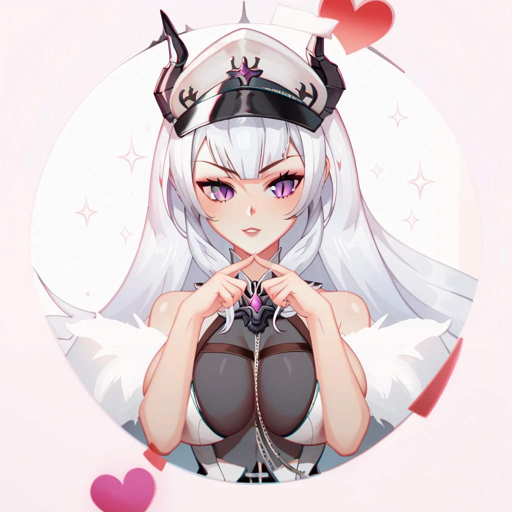 a anime girl with long purple hair and a white top with angel wings on her head and a white teddy bear <lora:shuishao:1.1><closes to face>