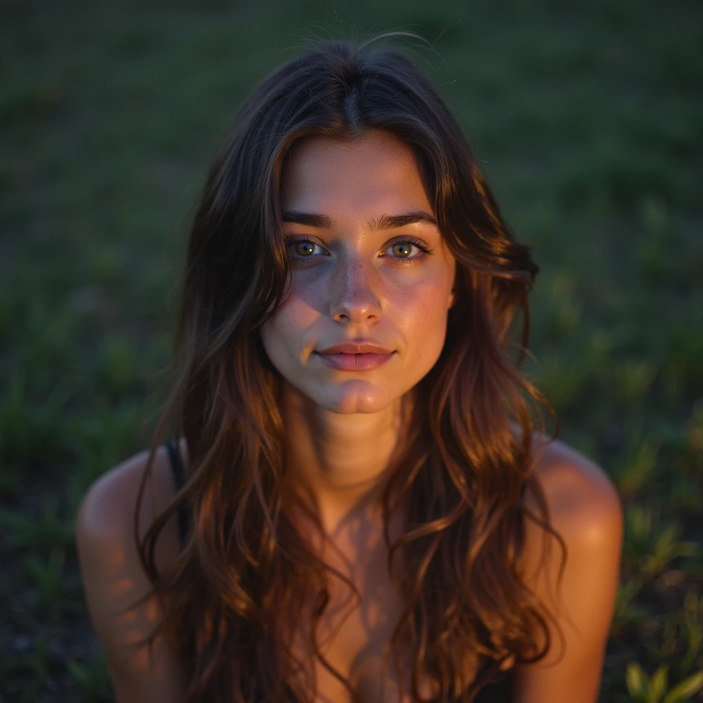 Menina branca de cabelos brancos, usando um bikine preto, corpo pequeno, peitos pequenos, coxas finas, calcinha marcada, olhos avermelhados, albina, em uma praia a noite