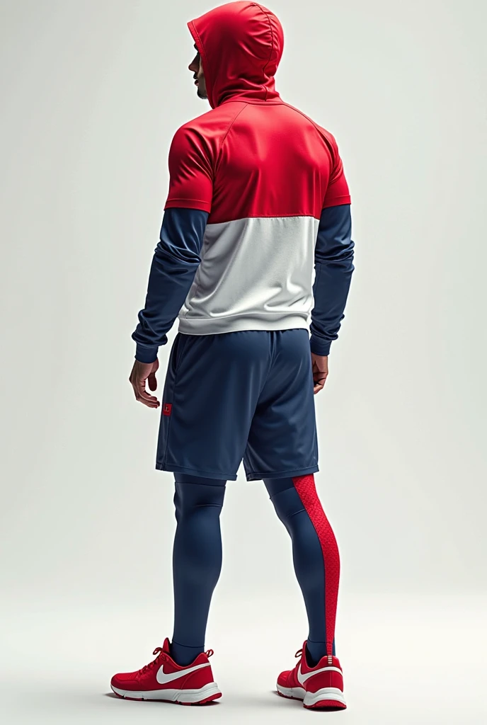 Latin,middle aged man,short hair,smiley face,Hand crossed waist,stand,sportswear,full-body shot,tough guy,Masculine