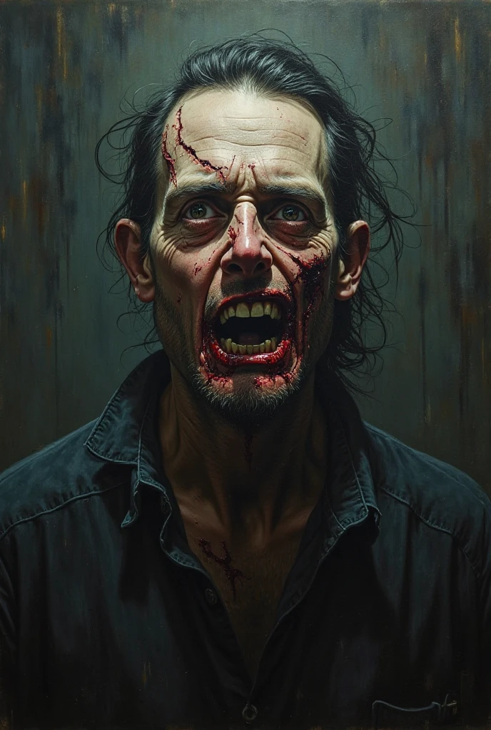 (((horror style))), illustration of a zombie vampire trapped in a coffin, Bill Henson, with a heavy stone on top of his chest, super detailed, Unreal 5 resolution