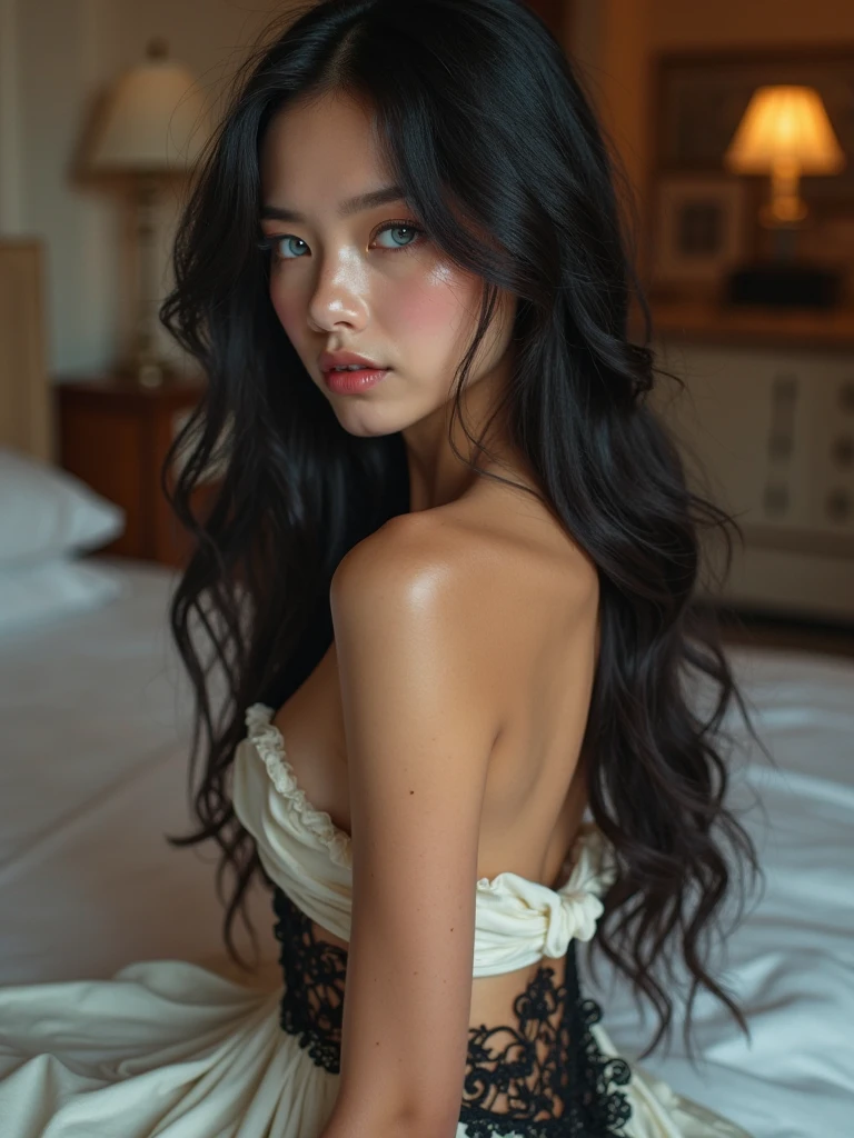 Beautiful (1 girl:1.3), Alone, (very detailed) full body masterpiece, Ultra realistic, 16K, nightmare atmosphere, gothic, r3b3cc4 young, Sensual (Erotic), 1 girl (cute young) alone, delicate (seductive) female face, silky realistic hair, hair fringe, looking at viewer, goth makeup, pale-black and dark-purple hair (gradient colors) , simple unfocused background, bedroom background, jewelry, earrings, necklace, young beauty, portrait, hoop earrings, realistic, soft lighting, muscular female body, realistic slender hot body , photorealistic, detailed clear eyes, extremely erotic, delicate feminine, muscular female body, natural realistic breasts, belly hot, narrow waist, proportionally big hips, thick legs, beautiful, nude (porn), different sensual positions, raw, analog, sharp focus, 8K, high definition, high quality, Fujifilm XT3, Film grain, award winning, highly detailed skin artwork, realistic skin details, visible pores, clear focus, volumetric fog, 8k hd, dslr, high quality, Film grain, light skin, photographic realism , lomography