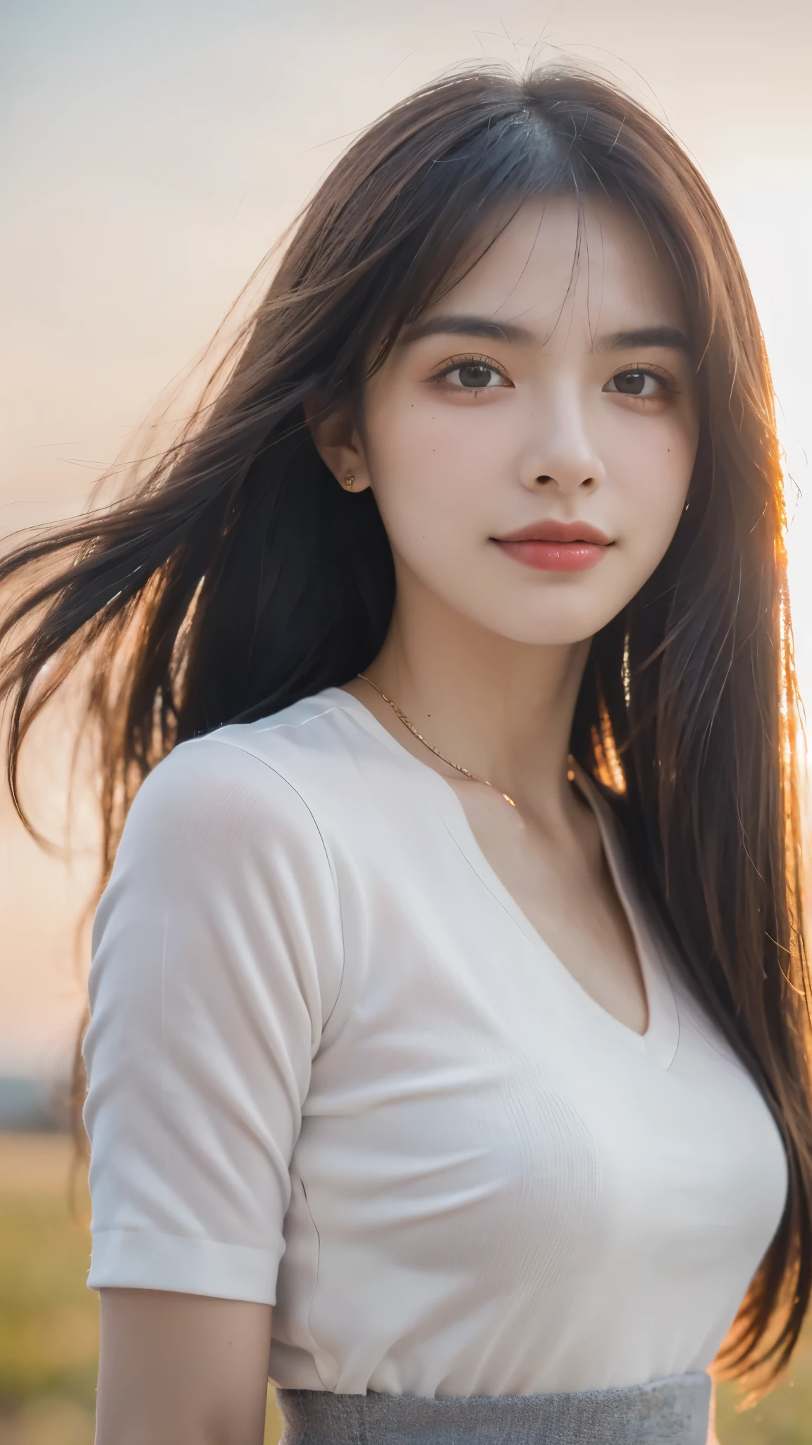 (8K, RAW photo, highest quality, High resolution:1.1), (hyperrealistic:1.4),(realistic, photorealistic:1.3), soft light,realistic face,realistic body,realistic skin,disorganized,masterpiece,(cute:1.8),(leaning forward:1.8),(From above:1.2),(close:1.4),crawl on all fours,throw,( Detailed white loose t-shirt:1.2),(Beautiful breasts:0.9),(long hair,ponytail),(big:1.2),cleavage,fine black eyes,innocent eyes,droopy eyes,Watery eye,open lips,blush,good style,cinema light,film Grain,close,look viewer,full Body,Depth of field, blurred background,Eye focus,young,85mm lens, f/ 1.4,professional lighting,portrait,photon mapping,radio city,Physically based rendering,Transparency,Day本の女の子,Day,Sunny,outdoor