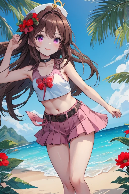 top-quality、masterpiece、1girl in、all-fours、to close range、red blush、、Staring at this、、cool black sporty outfit, cleavage, medium breasts, outdoor,  beautiful pose, cuteness, from below,  cool pose, mini skirt