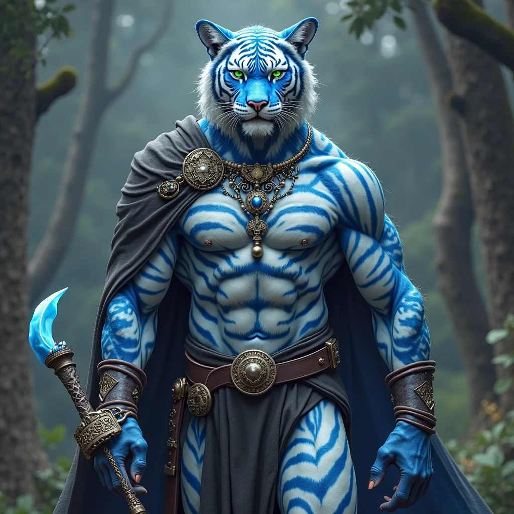 a thief character, cat man, ded tebaxi, battle pose, he has medieval clothes, warrior, battle pose, realistic image,