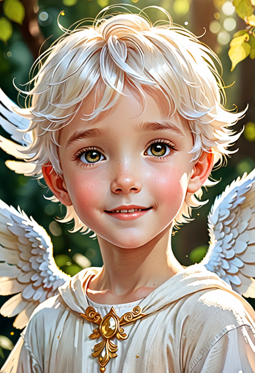 Image of C's son.a. Cupid e da Blondie Lockes de Ever after High: LnF , a child with blonde hair with pink, blue colored eyes, Caucasian skin, blue outfit with pink ancient greek gods style and bear and hearts elements on the outfit
