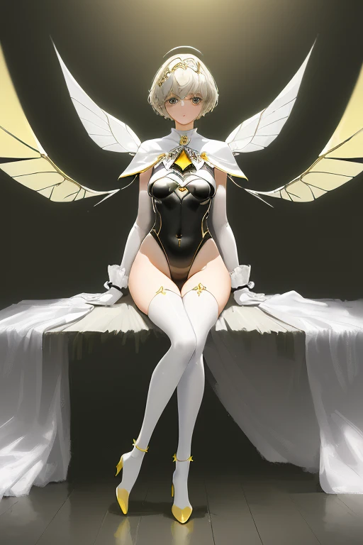 Beautifully detailed depiction of an amazing insect girl，She has a remarkable wasp body, Shiny plug set, Wasp Wings, whole body, flight, Cute girl face,long hair