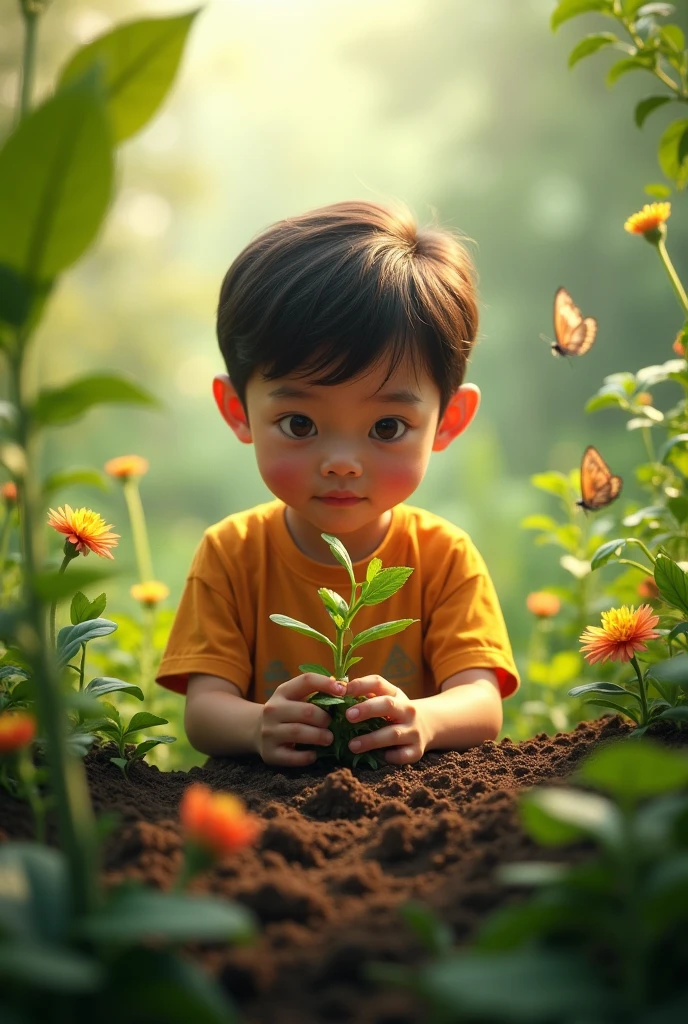 A child caring for the environment not so  
