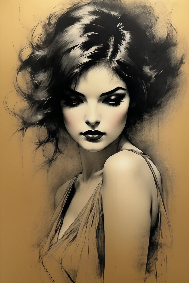 (Silhouette of a beautiful and elegant woman), majestic face, black and white pencil sketch, loose brush strokes, delicate lines, smooth movements, subtle ink tones, elegant gesture, calm expression, exquisite facial features.