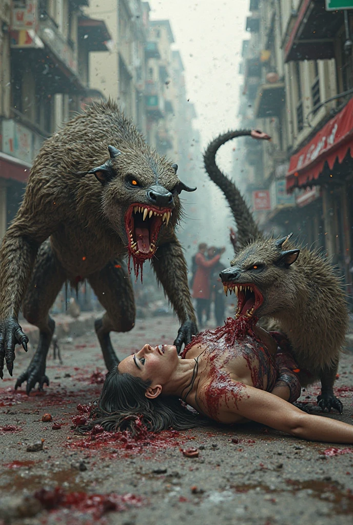 Alien cats eating humans