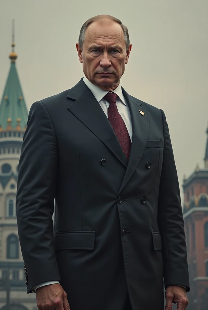 A photo of Putin visiting a historic monument,original,Vladimir Putin, the Russian President, presents a carefully crafted image: he is typically seen with a short, neat haircut and a lean, athletic physique, often dressed in suits that project an image of formality and power. His public persona is one of sternness and resolve, with a steely gaze and a rarely seen smile, adding to his aura of seriousness and determination.