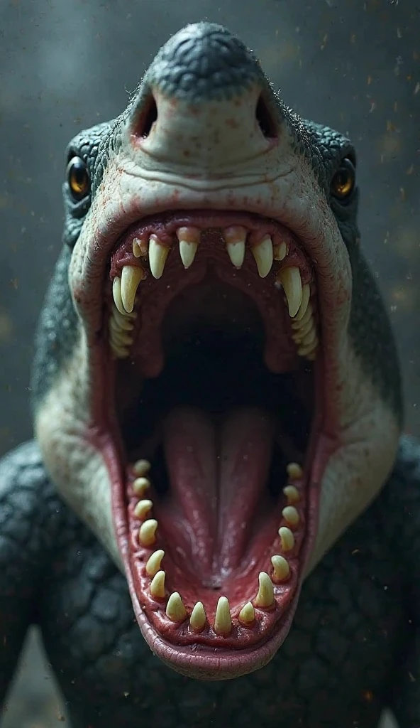 Dragon.Wild.Sharp teeth.Huge body.Approached.黒いmouth.Lots of saliva.Mucus.Slimy Throat.Open throat.scales.A slimy tongue licks me. mouth.Physical Difference.Human first person perspective.one hand.Get on your tongue.Throat close-up.Swallowed Whole.prey.nature.Realistic.Real.sense of distance.詳細なmouth内.(Attention to detail.masterpiece.Highest quality.)