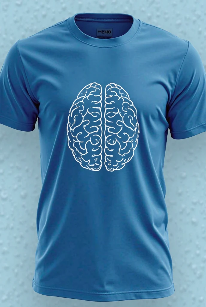 Create an image of a navy blue hoodie with no closure where on the back you can see a very detailed drawing of a human brain and around it images related to chemistry, Below is the name of the chemicals, that the drawing is not colored, only the outer lines are visible. The front of the sweatshirt should not have anything and the back is where the organ will be worn. It should be a simple style but with a lot of detail.