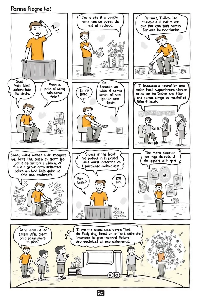 Page 3

Panel 1: (FEEL,  scratching the head .)

FEEL:
So… ¿por qué no reciclamos todo?

Vignette 2: ( Don Ramiro  suspira y señala un bote de basura lleno de desechos mezclados.)

 Don Ramiro :
Because a lot of people mix everything and that makes it more difficult.

Vignette 3: (Or señala un bote de reciclaje vacío.)

Or:
So, if we separate the garbage, do we help?

Vignette 4: ( Don Ramiro  asiente con una gran sonrisa.)

 Don Ramiro :
Exact. Separating and recycling reduces waste and saves resources.

 Vignette 5 : (FEEL, motivated, pick up a can from the floor and put it in the recycling bin.)

FEEL:
I suppose we can start with something small.

 Vignette 6 : (Or y  Don Ramiro  lo miran con aprobación.)

Or:
And if more people do it, the change will be big.


---

PAGE 4

Panel 1: (Days later. En la escuela de FEEL y Or, there are posters about recycling and separate containers.)

Vignette 2: (FEEL y Or ayudan a otros estudiantes a separar la basura correctamente.)

Vignette 3: (Plan of a recycling truck taking separate materials.)

Vignette 4: ( Don Ramiro  ve la escuela desde lejos, proud.)

 Vignette 5 : (FEEL y Or chocan los puños con entusiasmo.)

FEEL:
I think we're making a difference.

 Vignette 6 : (Or sonríe y señala el parque, now cleaner.)

Or:
And this is just the beginning.
