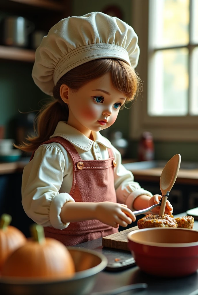 masterpiece, best quality, 1girl, (cooking), blonde, long hair, kitchen,