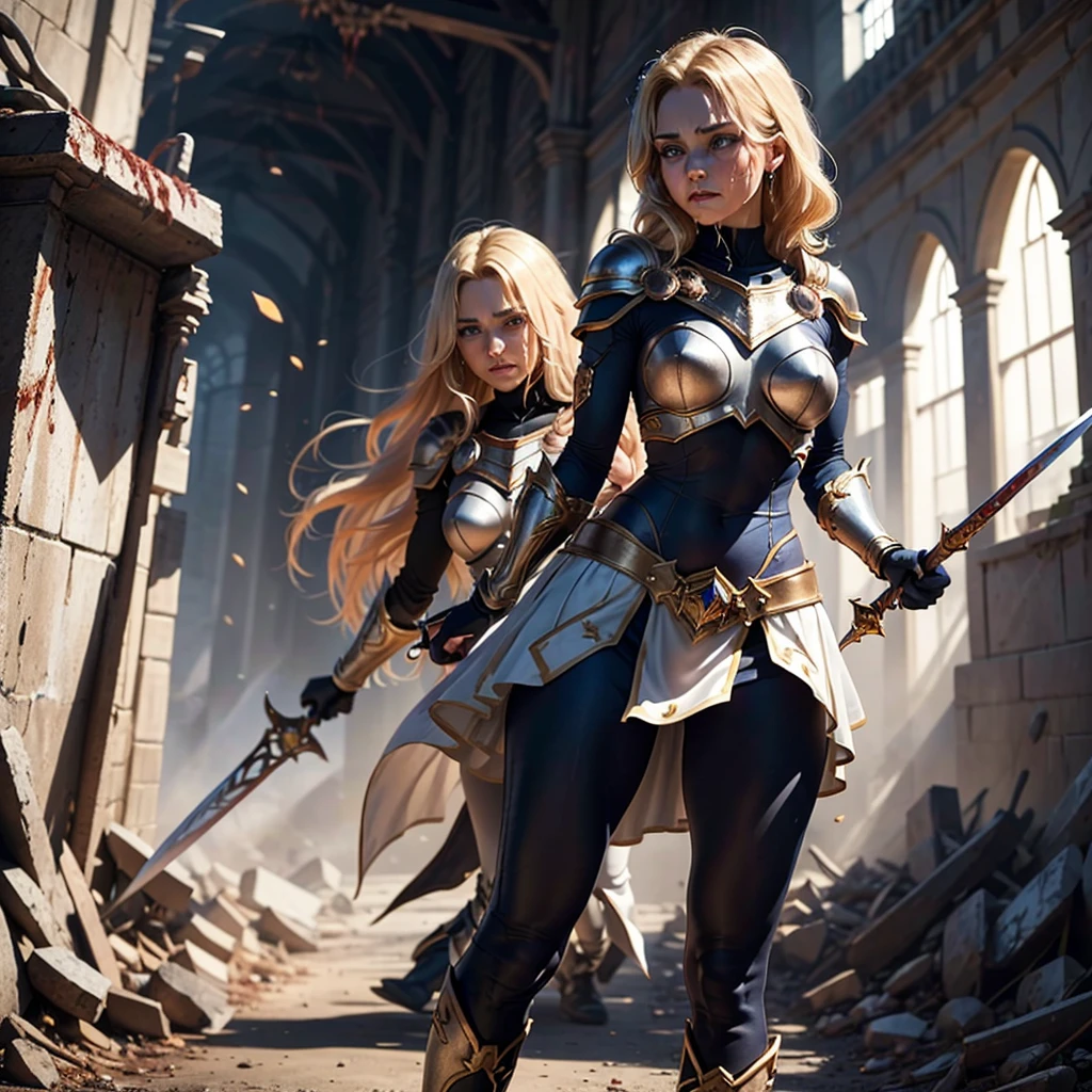 Realistic character shooting, set in the sci-fi film planet Asgard, the protagonist is a woman with Thor, complex long hair, delicate face, flowing figure, gorgeous walking stick, luminous body