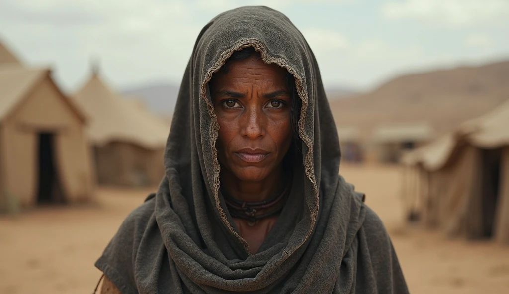 humanoid, android parts, female features, middle east features, dark skin, real color photograph, old building, close