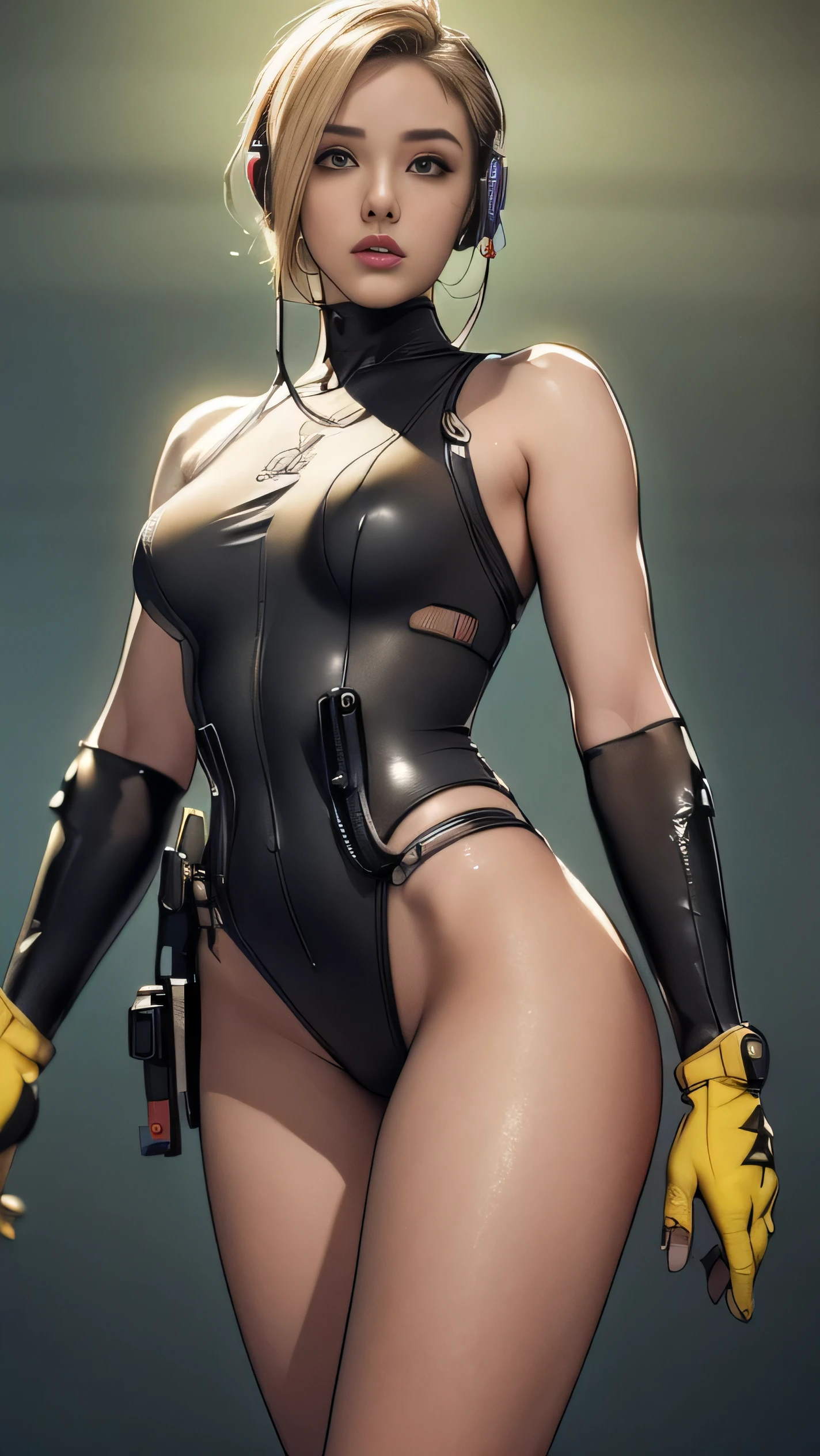 Japanese woman, 1girl, extremely tight black latex catsuit, extremely large oversized breasts, pool, extremely wet, very long hair, wet hair, best quality, best resolution, extremely realistic face, extremely realistic eyes
