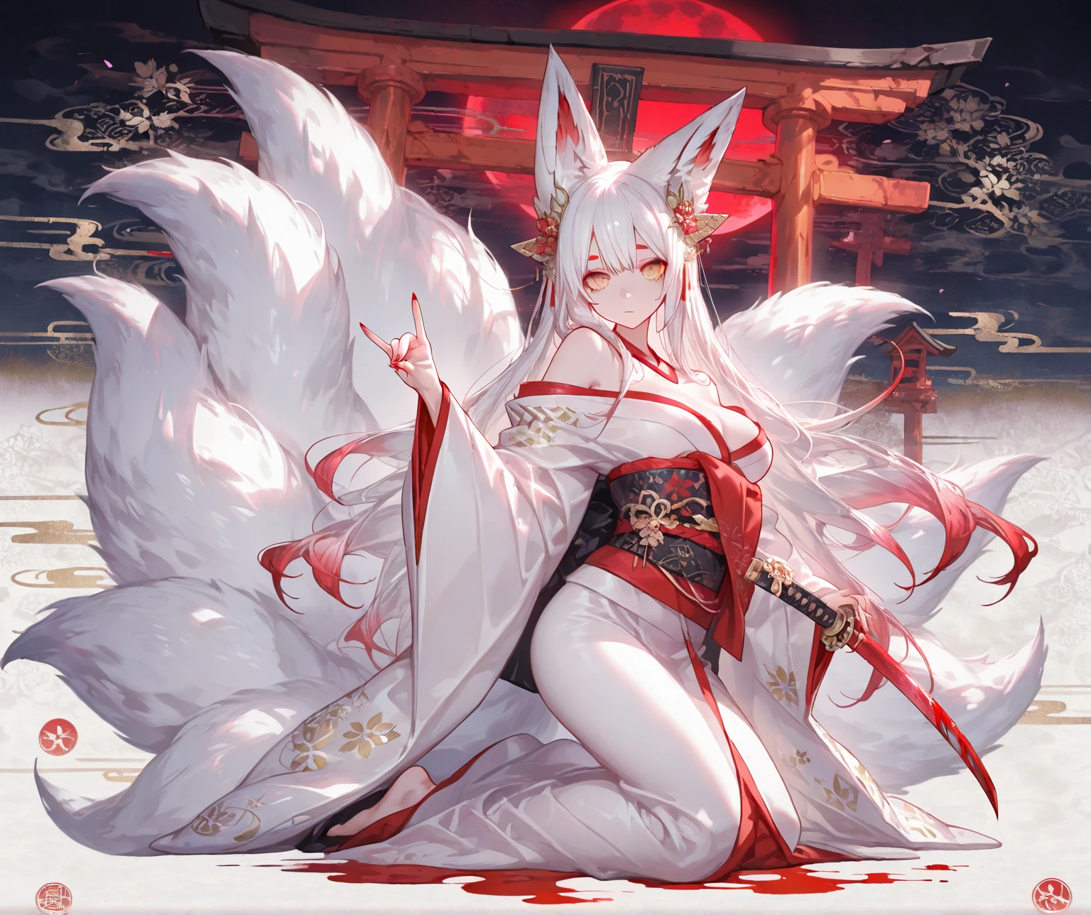 torii Golden fur, white face, nine tails Nine-Tailed Fox