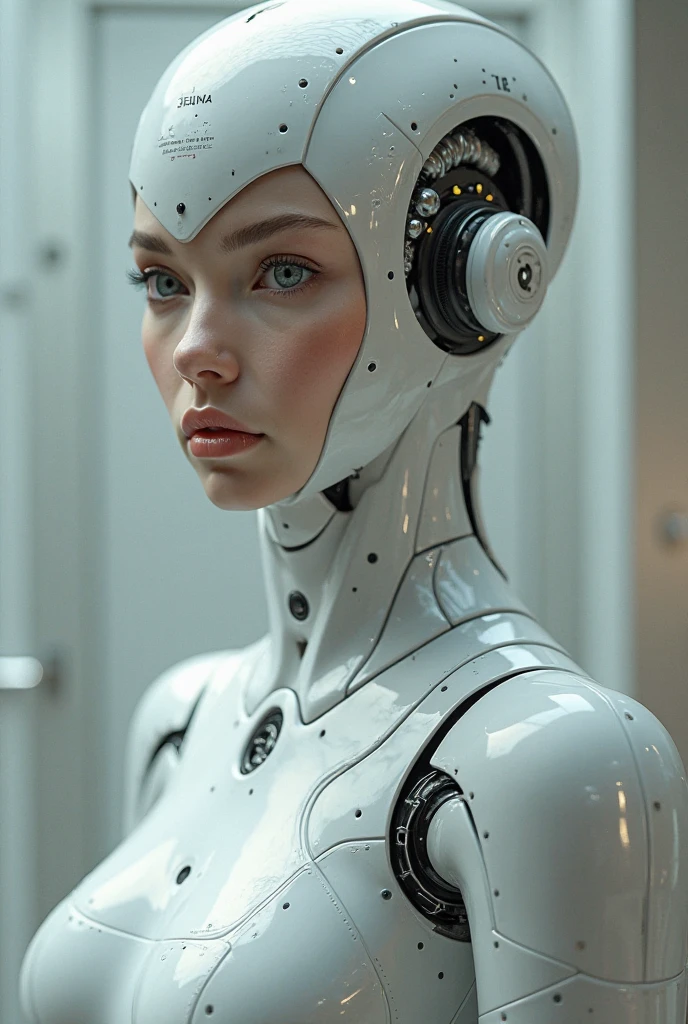 organic cyborg, white plastic, fuzzy lighting, fancy, intrincado, elegante, muy detallado, natural, fotorrealista, Pintura Digital, art station, illustration, arte conceptual, liso, Sharp focus, arte de John Collier y Albert Aublet y Krenz Cushart y Artem Demura elle fanning face