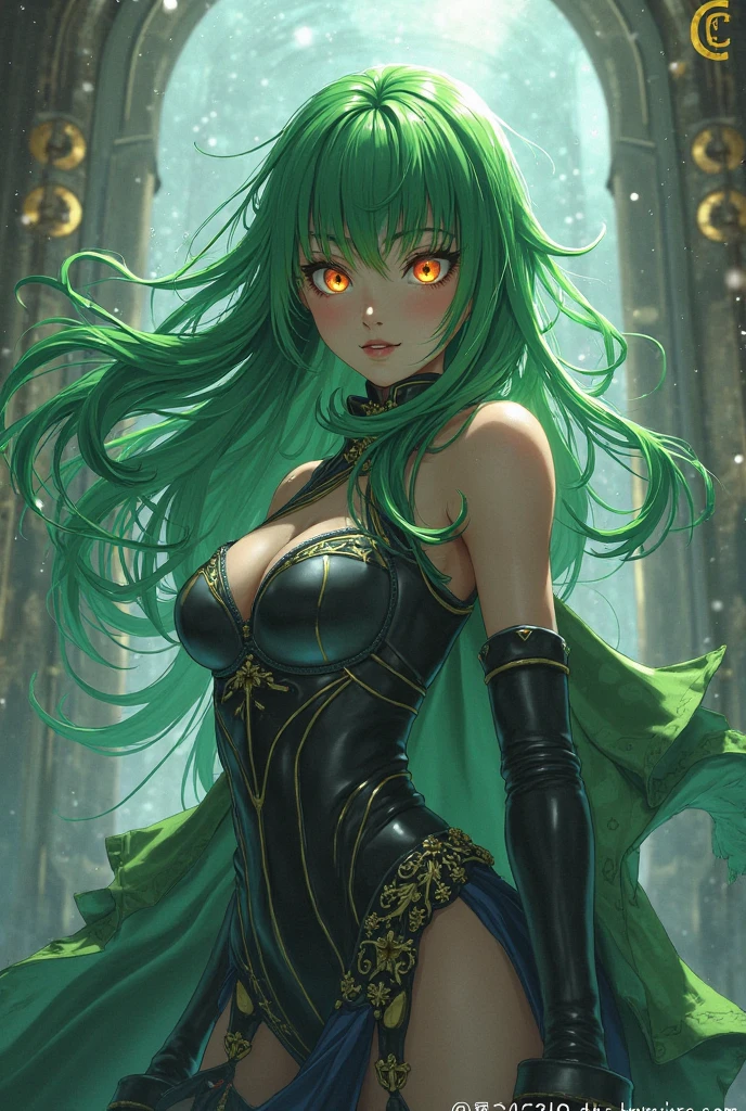 In the middle of forest plane there is beatiful siren who dance under the stary night sky, she have neatiful face long green hair with orange highlights her eyes in emerald green red lipsick and smoky eyes make up, her naked body cover only with black transparent spiler web vail, (ultra high quality fantasy art, dark fantasy style, masterpiece, ultra high quality character design, 8k quality anime art, realistic anime art, top quality wallpaper illustration, detailed ultra high quality accurate face, high quality design and accurate physic)