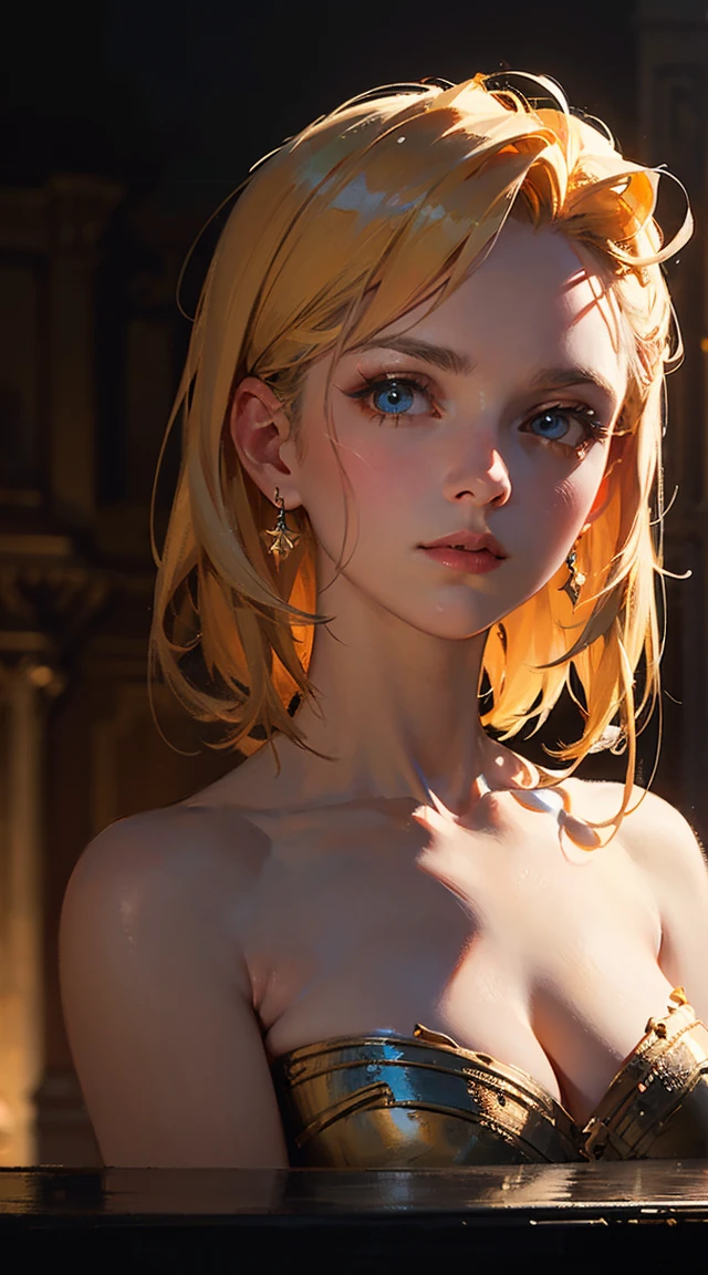 (A hyper-realistic), (highly detailed), blonde hair, natural breasts, soft areolas, topless, Puffy areolas, puffy nipples, detailed areolas, detailed nipples, white color areolas, pink nipples, white skin, Emphasis on breast tufts