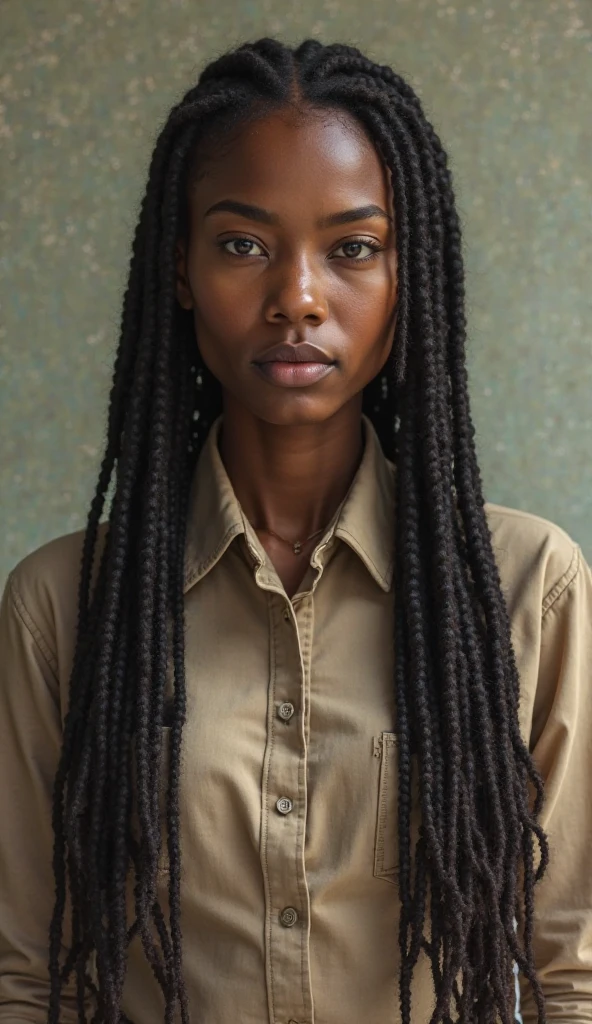 A portrait of an Afro-descendant woman with nagô braids in her hair in an African city