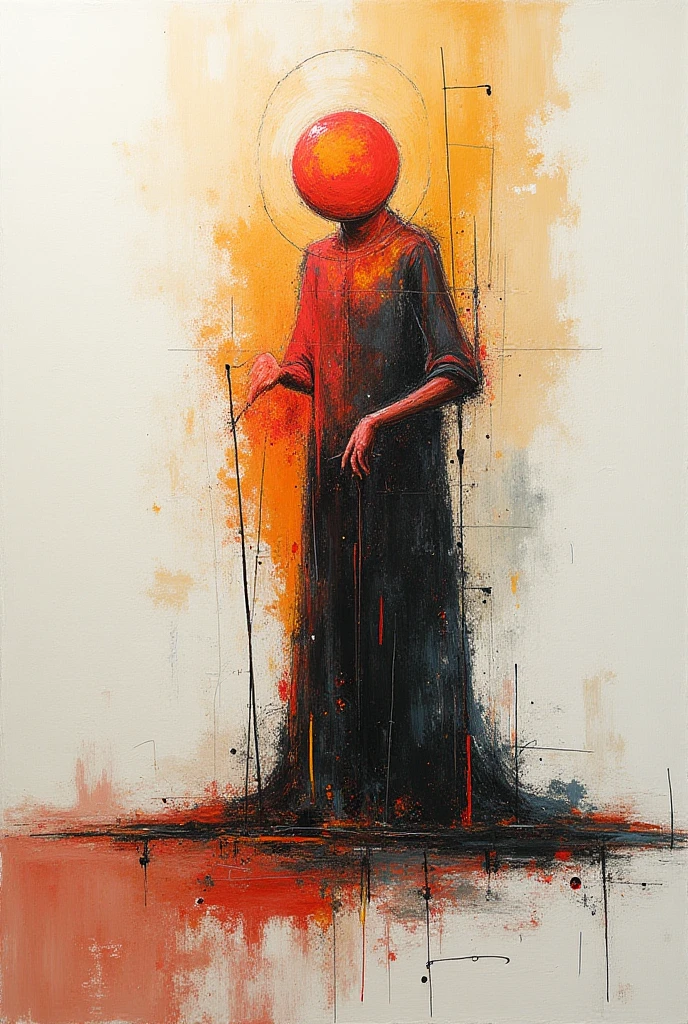 Create colorful Bansky-style art for poetry: IANSÃ commands the winds 
And the strength of the elements 
At the tip of your guilder 
She's a beautiful girl 
When the sky falls 
Always the beginning and the end black 

Front view
skin black
 background white