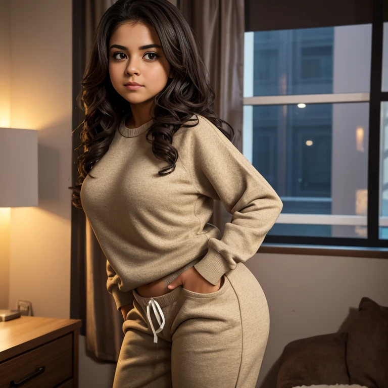 Black girl , wavy hair , big eyes , brown eyes , thick body, sexy body ,real , human ,wearing a red casual outfit showing her back