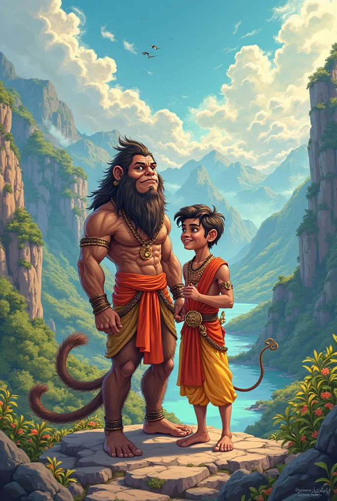 Lord hanuman and one boy