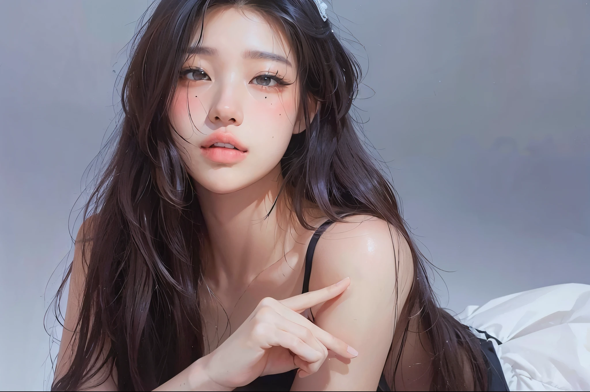 a close up of a woman with a black dress posing for a picture, blackpink jennie, lee ji-eun, lee ji - eun, heonhwa choe, gongbi, female actress from korea, taejune kim, park ji-min, shin min jeong, jaeyeon nam, portrait of jossi of blackpink, jiyun chae, beautiful south korean woman