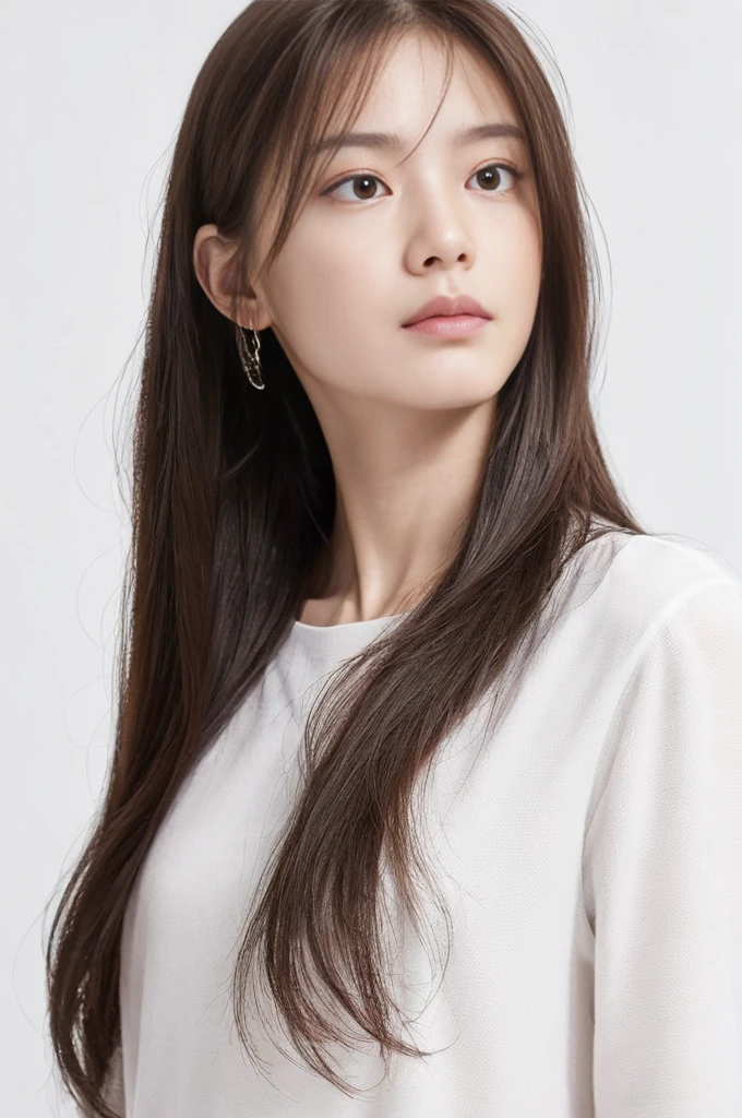 ((Best Quality, 8K, Masterpiece: 1.3)), Sharp: 1.2, Perfect Body Beauty: 1.4, Slim Abs: 1.2, ((Layered Hairstyle, Big Breasts: 1.2)), (Wet White Button Long Shirt: 1.1), (Rain, Street: 1.2), Wet: 1.5, Highly detailed face and skin texture, detailed eyes, double eyelids, side face looking at the camera