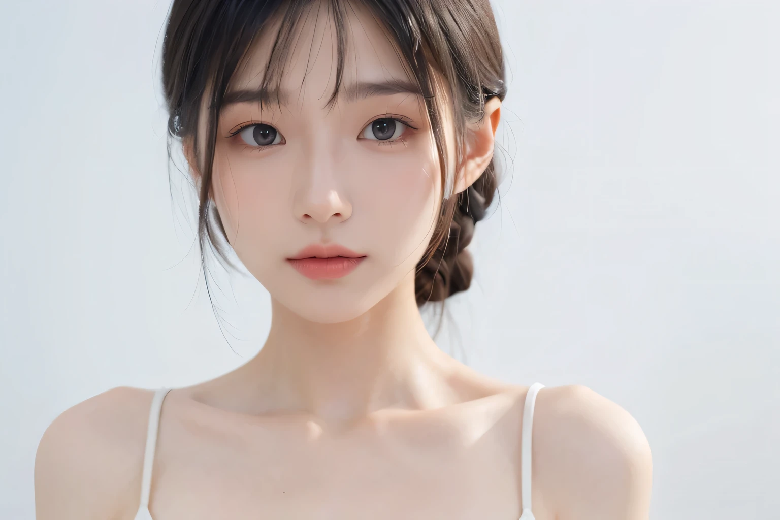 portrait,  Japan, tranquility, beautiful, natural skin glow,  masterpiece, highest quality, RAW photo, Sigma 50mm F1.4, has a white background