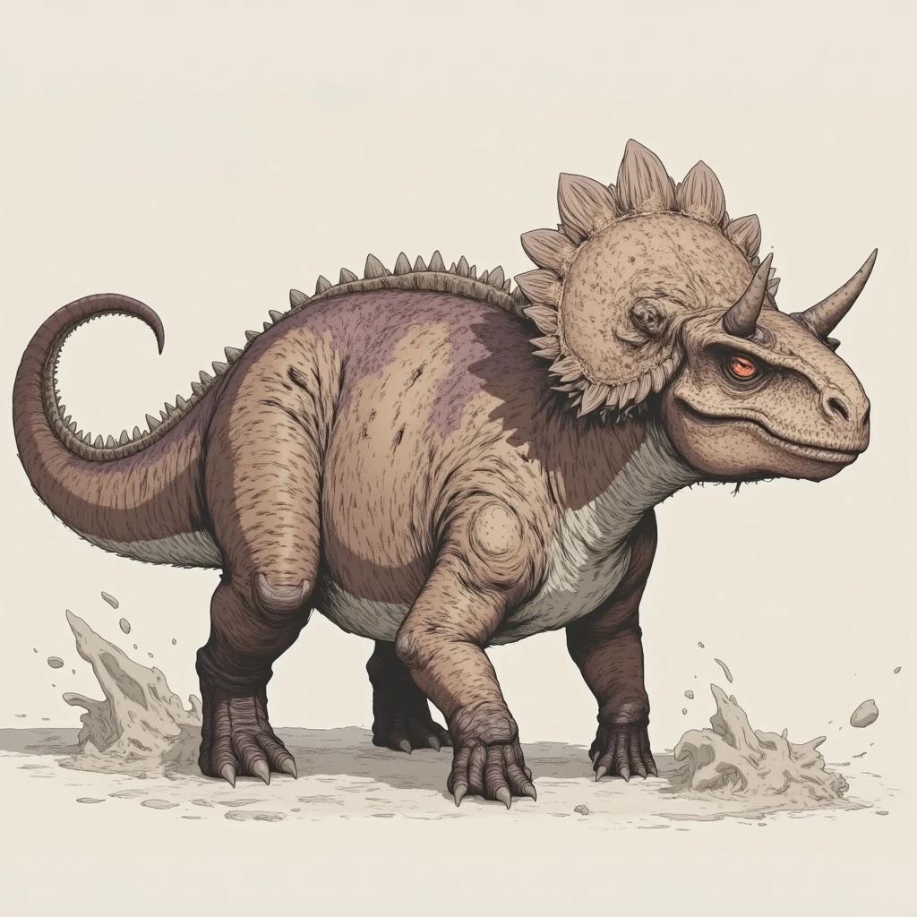 rough stroke anime
Ankylo with brown and tan color palette