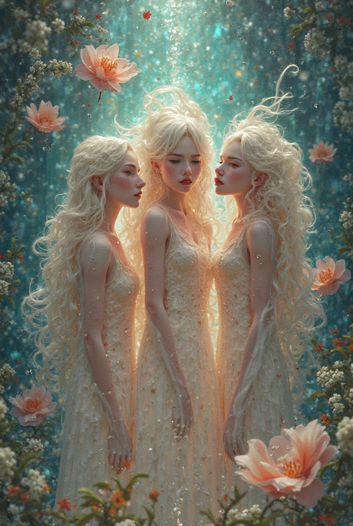 An abstract painting of the three graces