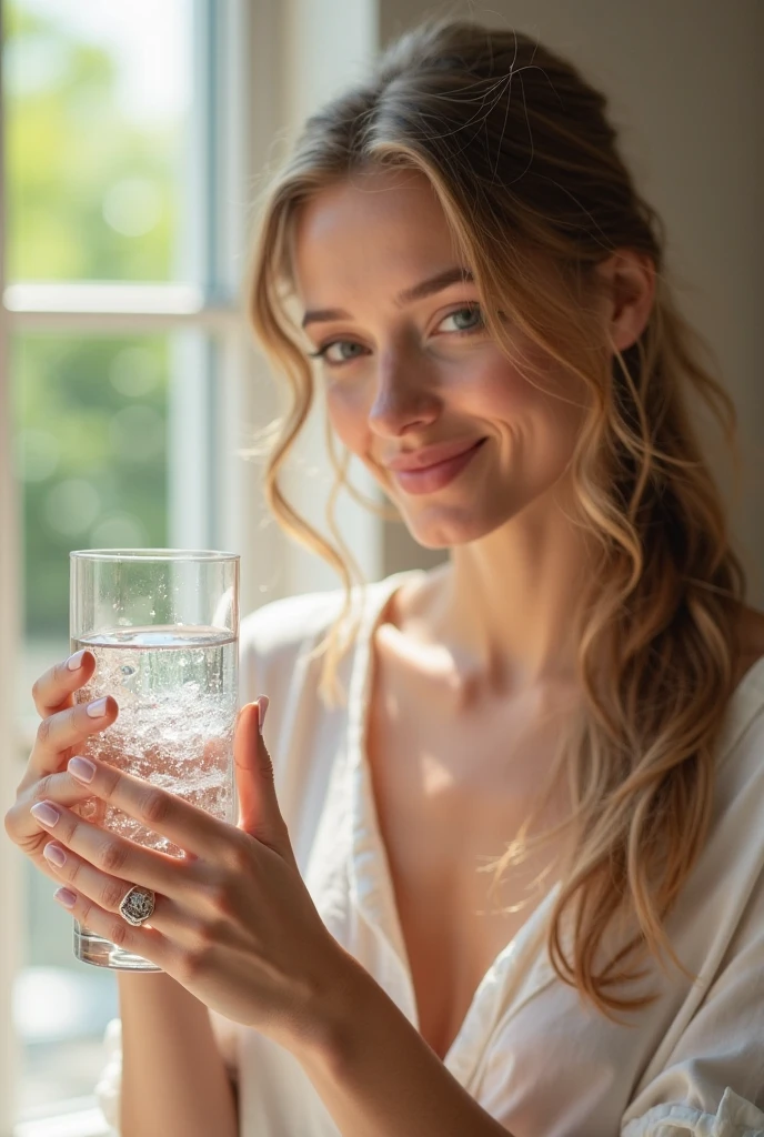 a girl is drinking sperm
