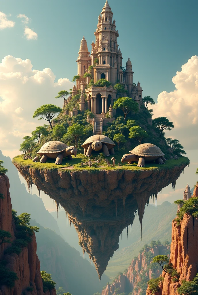 ((highest quality)), ((masterpiece)), (details),Turtle Snake Space Map、Ancient Indian view of space、４An elephant on the earth
underpins、４An elephant rides a big turtle、There is a mountain in the center of the earth、 Future City、Floating Earth