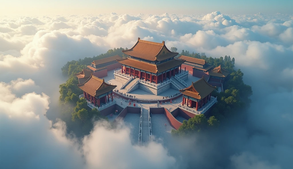 In front of the smoky building, the forbidden city,Beautiful rendering of the Tang Dynasty, beijing, dreamland of chinese
