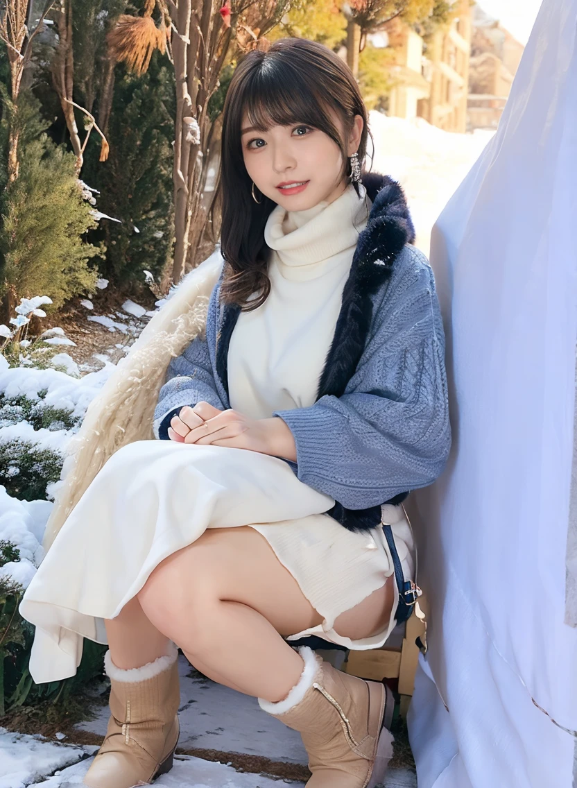 ((group photo:1.37, 2 girls:1.3, playing around in snowy field in forest:1.3, holding cute snow rabbit:1.5)), Nordic, ((matured girl wearing Sexy white outfits:1.3, cable knit sweater:1.3, close to viewers:1.37, harass sexually:1.25)), a matured woman with long black hair and a white outfit, white winter coat with bore, knit scarf, green ribbon, knee length long boots, white and green winter outfits, Christmas wreath, white bags on a sled, wearing dark green pencil skirt:1.3, full bodyesbian, fine details, beautiful anime illustration, 26 years old, (milf:1.air:1.5)), (sfw:1.25), (sagging breast, fuge breasts, big tits, thin waist, big ass:1.2), Raised sexy, (dark mahogany medium short hair, updo, hair over one eye, asymmetric hair, Carly hair, low tied braidusulman, white Headscarfs, hair bands, head vandage, Turban), (ultra high resolution, 8K RAW photo, photo realistics, thin outline:1.3, clear focuest qualtiy, natural lighting, textile shading, blurry back ground, depth of field, bokeh, (Bright fine pupils:1.2, high detailed beautiful eyes with highlight:1.3, super detailed eyes, high detailed face), Red lip, fine realistic skins:1.1, looking at viewers:1.3, (dutch angle:1.3, full body:0.3, front view:0.6, tigh focus:1.3, from below:1.4), (multi posing:1.3, sexy posing:1.3, sitting on ground:1.4, kneeling:0.2, leaning forward:1.4), (seductive, laughing:1.4), centered image:0.2, (wearing white long coat with bore and clotheare breast:1.2), gold ornaments, rolling red clothes around waist, dark brown long leather boots:1.3, translucent lace pantyhose), (((correct anatomy:1.5, perfect hands:1.5, ideal ratio body proportions:1.37))), (in a night:1.3), outdoors:1.6, under starry sky:1.2,
