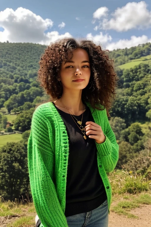 Black girl in a green sweater