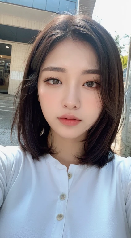 ((Best quality, 8k, Masterpiece: 1.3)), wet hair:1.8,wet face:1.8,wet body:1.8, I'm showing my side,Sharp focus: 1.5, A beautiful woman with perfect body: 1.4, Slim abdomen: 1.2, ((Layered haircut, Large breasts: 3.5)), (White shirt wet by rain), (Rain, Street: 1.2), Wet body: 1.1, Highly detailed face and skin texture, Detailed eyes, Double eyelid, tanned skin, sexy, tan